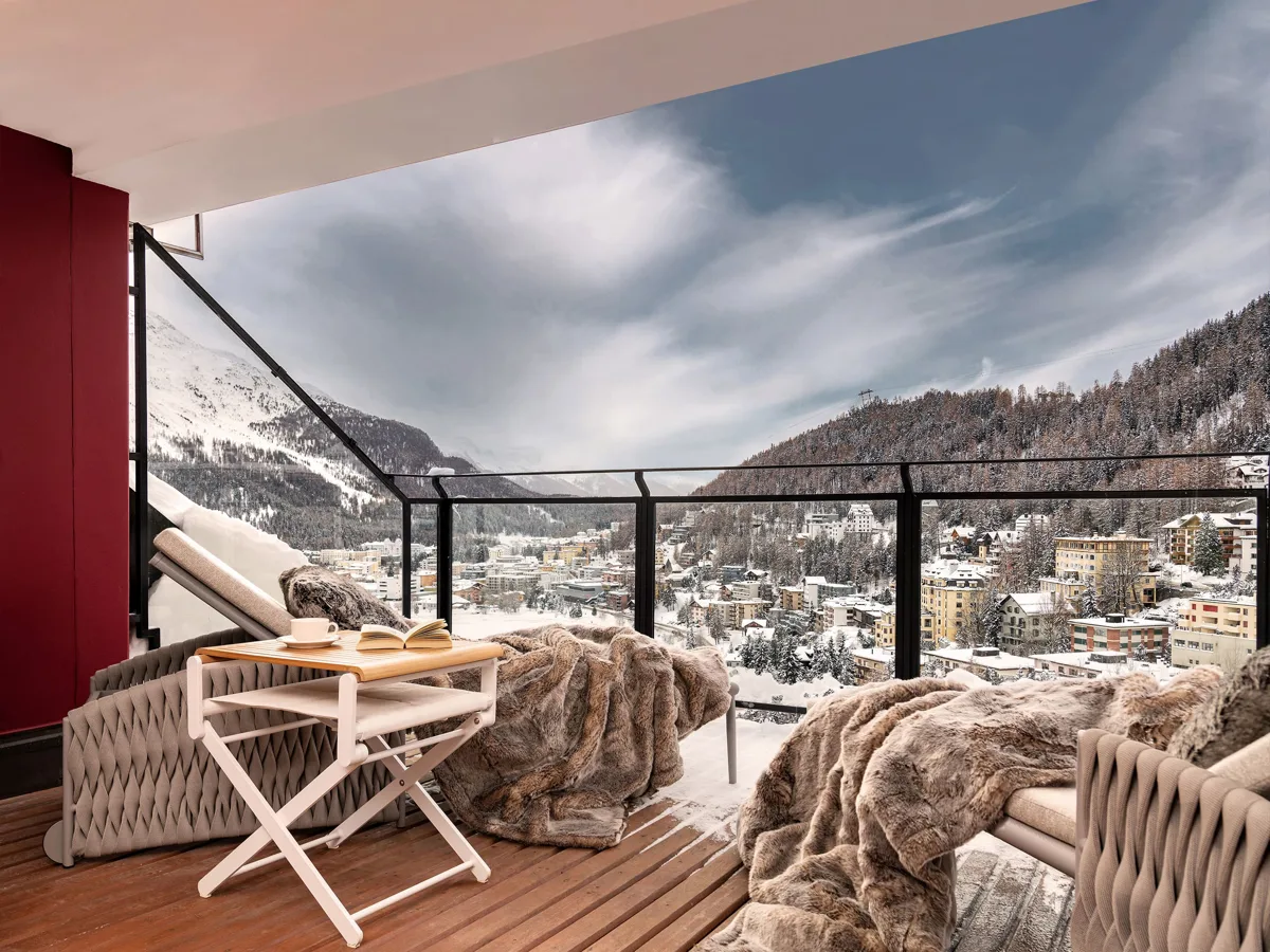 badrutts palace suites tower penthouse apartment balcony lake view