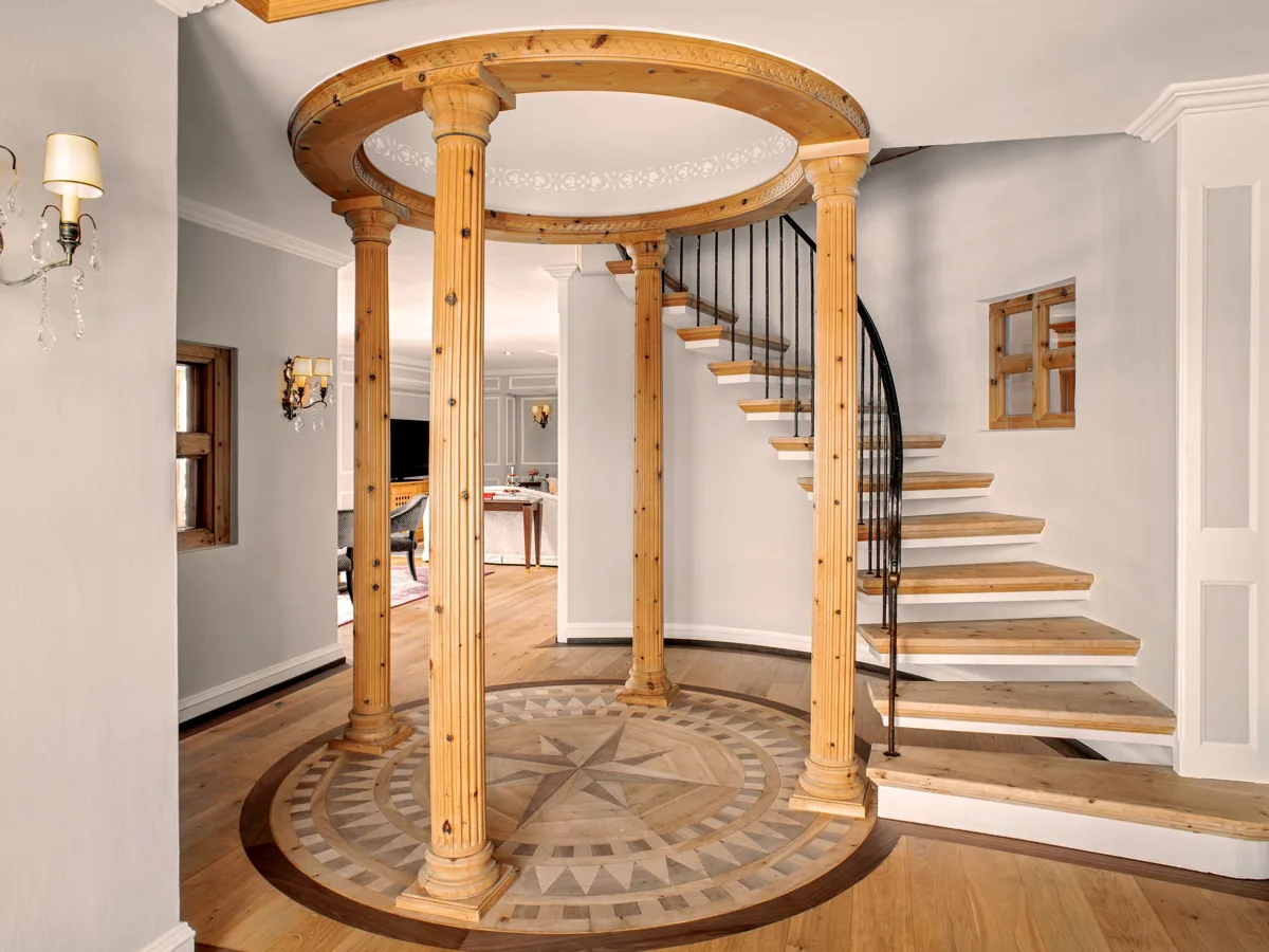 badrutts palace suites tower penthouse apartment interior detail staircase